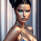 Elegant Woman in Delicate Spaghetti Strap Dress