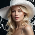 Elegant Woman in White Gown with Chandelier Earrings