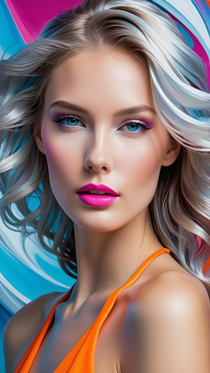 Young woman with blonde hair and colorful makeup