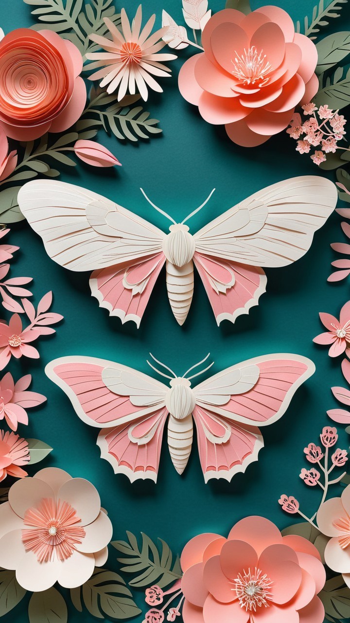 Intricate Paper Art of Butterflies and Colorful Flowers