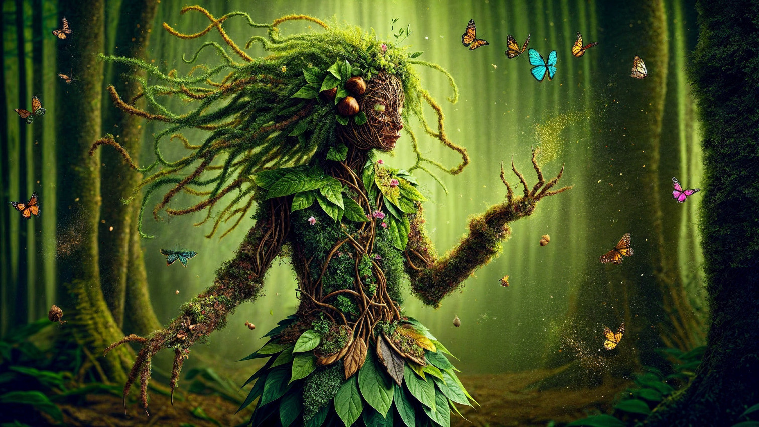 Whimsical Nature Figure in a Mystical Forest