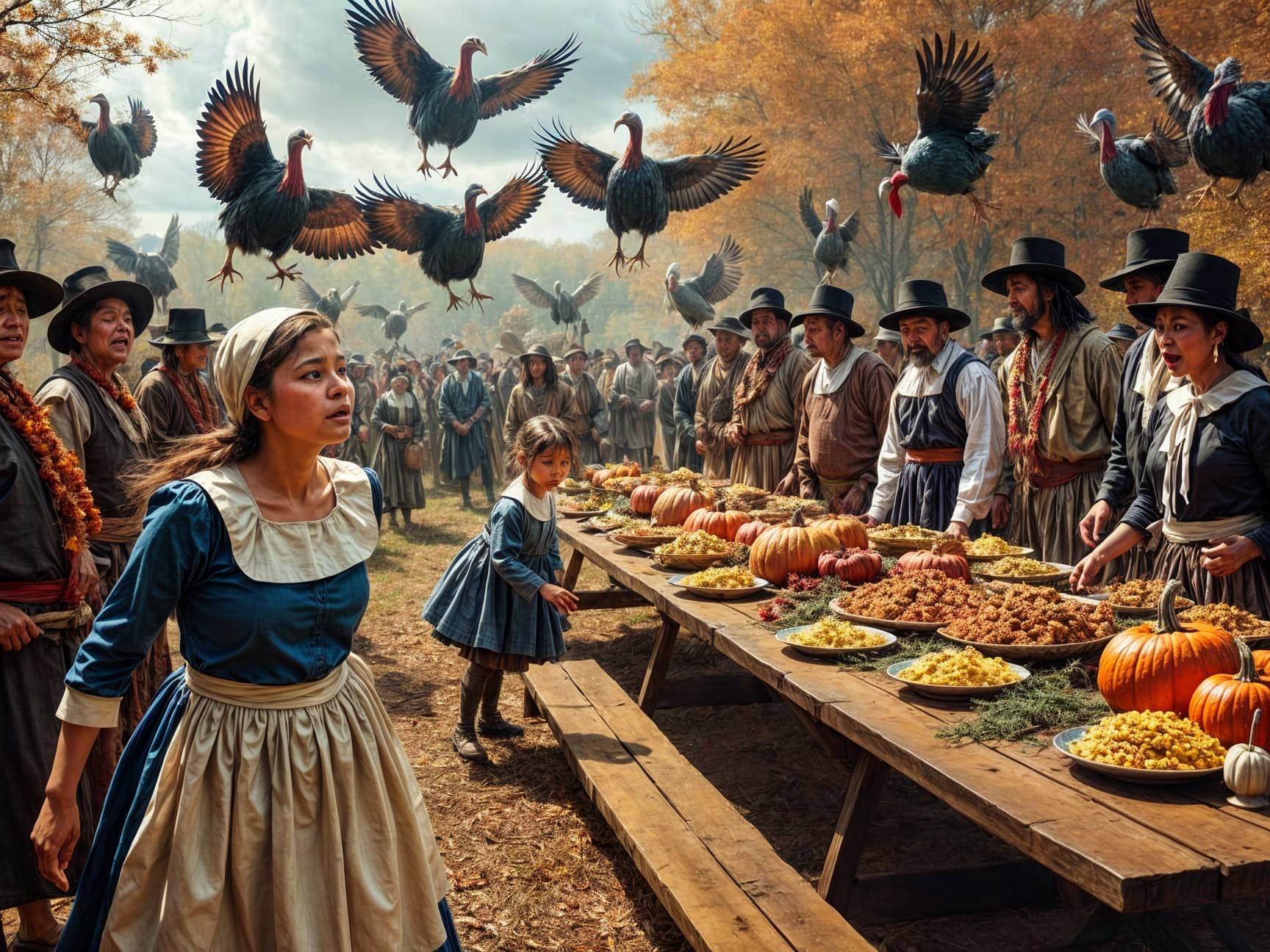 Autumn Gathering with Traditional Attire and Feast