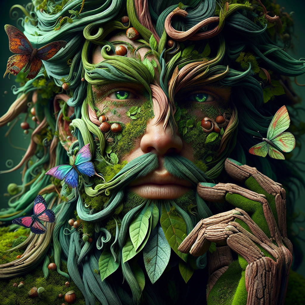 Surreal Nature-Inspired Figure with Organic Elements
