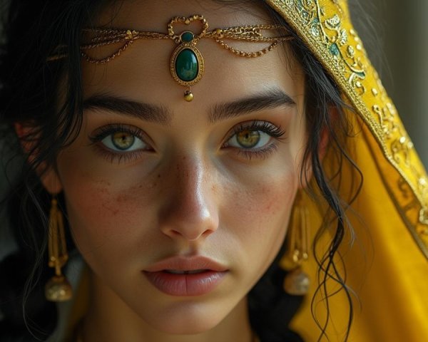 Close-up Portrait of a Young Woman with Green Eyes