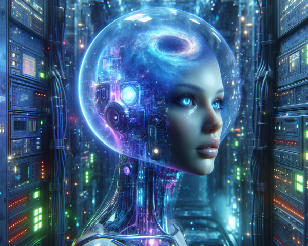Futuristic Humanoid Robot in High-Tech Environment