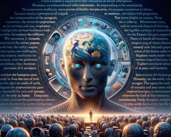 Surreal Humanoid Figure in Cosmic Network Scene