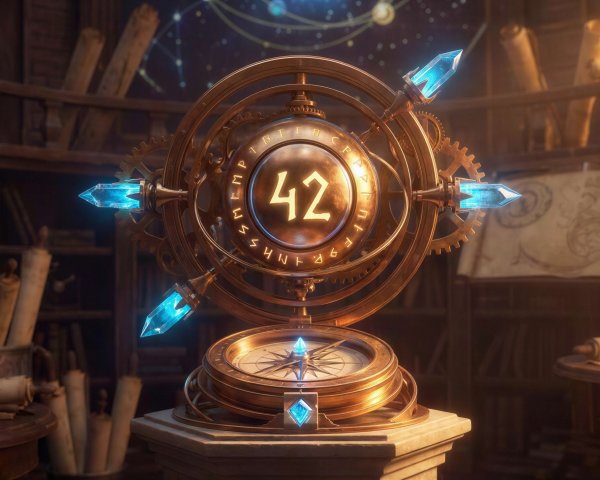Steampunk Gold Armillary Sphere in Wizard's Library