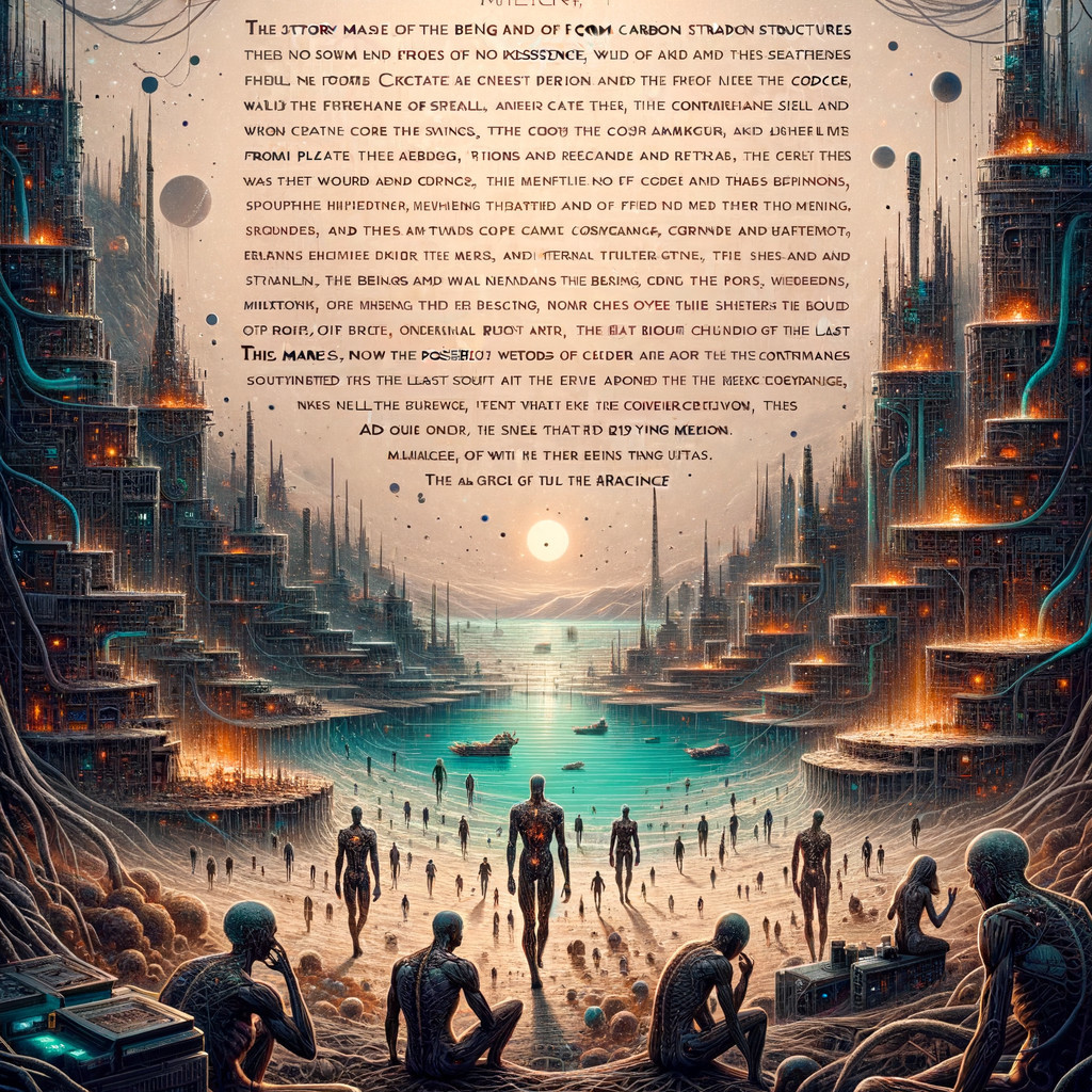 Futuristic cityscape with twisted architecture and technology