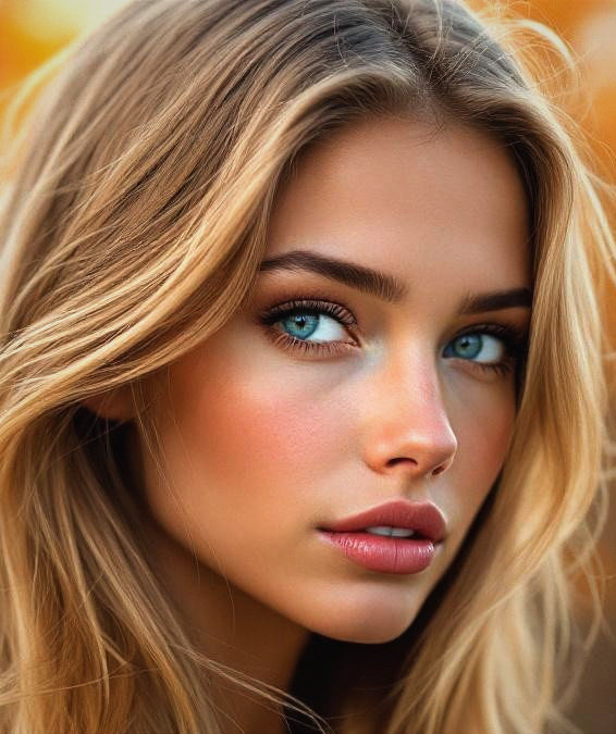 Close-up Portrait of a Young Woman with Blonde Hair