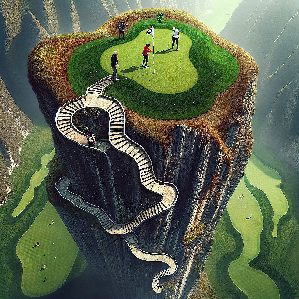 Surreal Golf Course on Rugged Cliff with Lush Landscapes