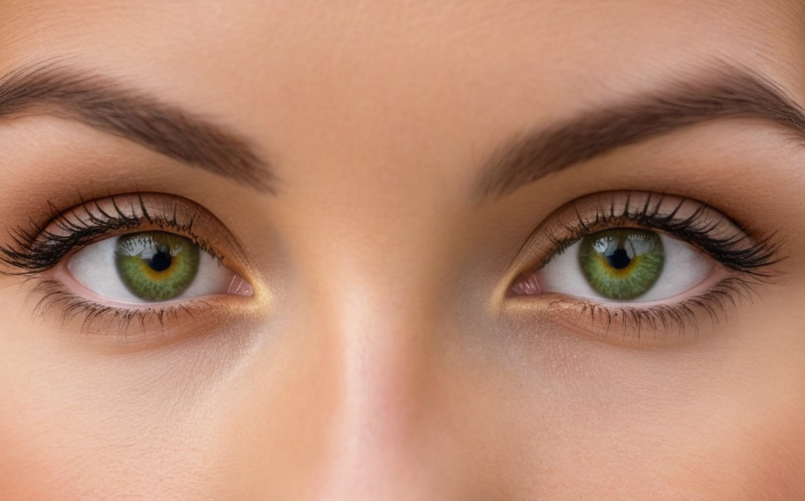 Close-Up of Striking Green Eyes with Dark Eyelashes