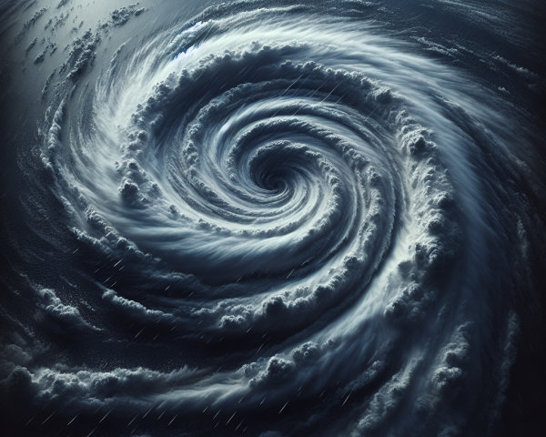 Hurricane Formation Over Ocean with Dark Clouds