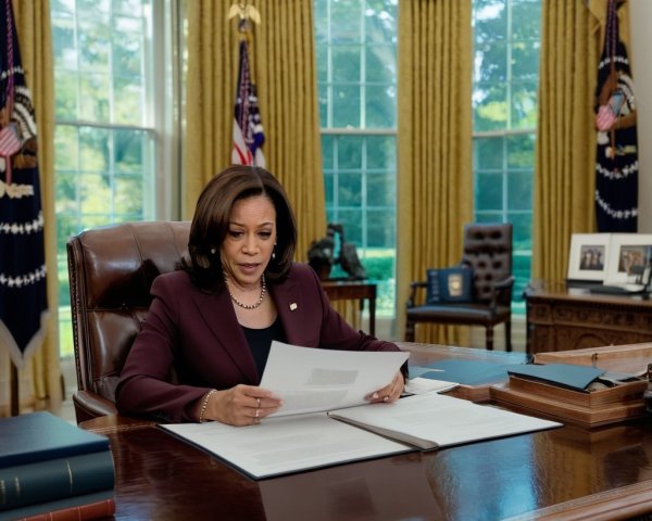 Professional Woman Reviewing Documents in Office Setting