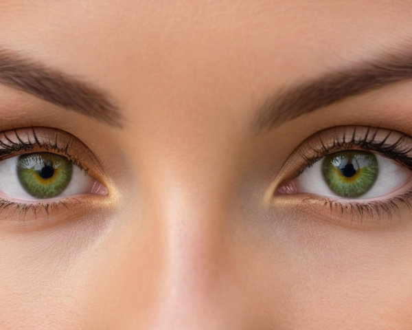 Close-Up of Striking Green Eyes with Dark Eyelashes