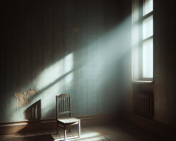 Abandoned Room with Peeling Wallpaper and Dusty Floors