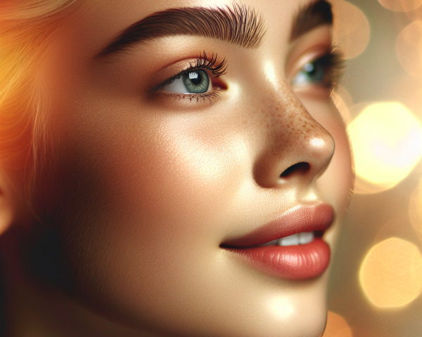 Close-up Portrait of a Young Woman with Blue Eyes