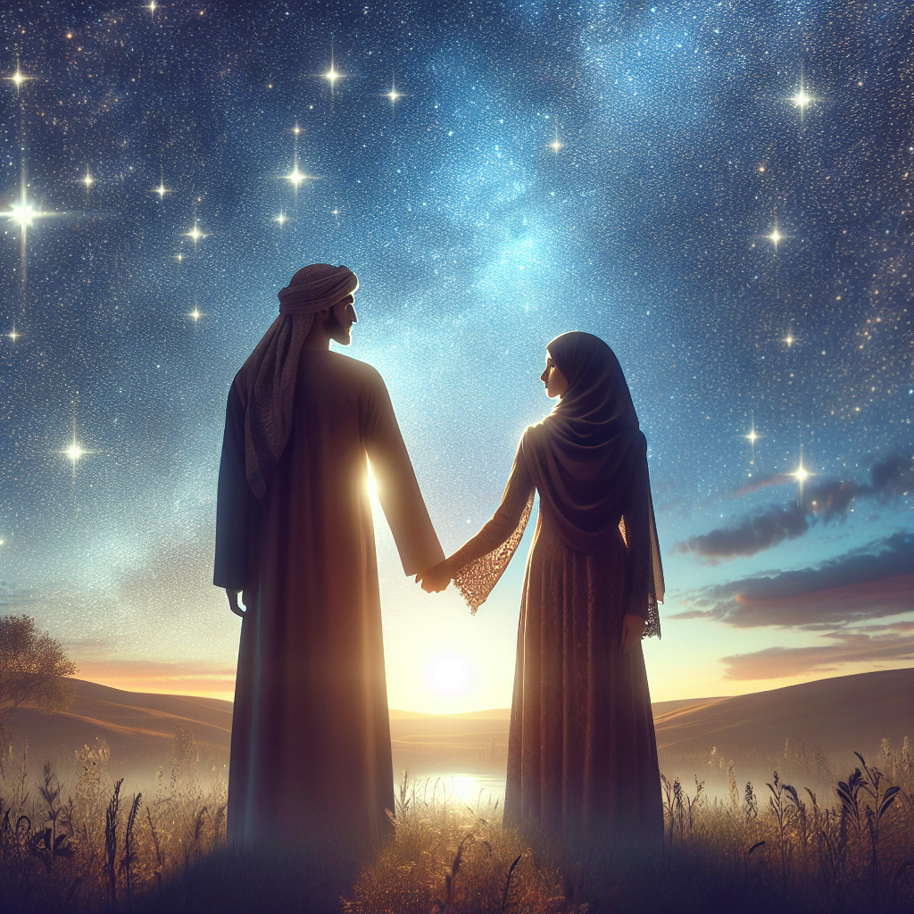 Couple Silhouetted Against Starry Night Sky