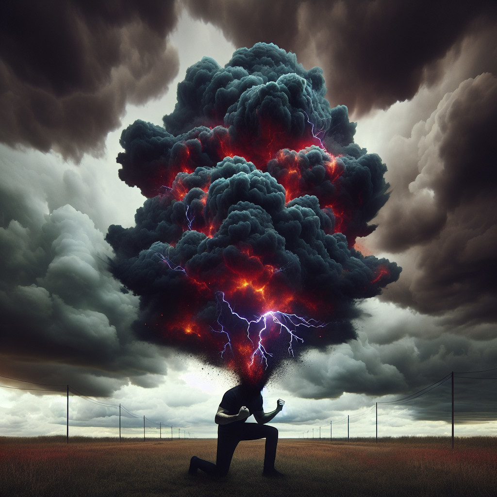 Stormy Sky with Figure and Electric Lightning Effects