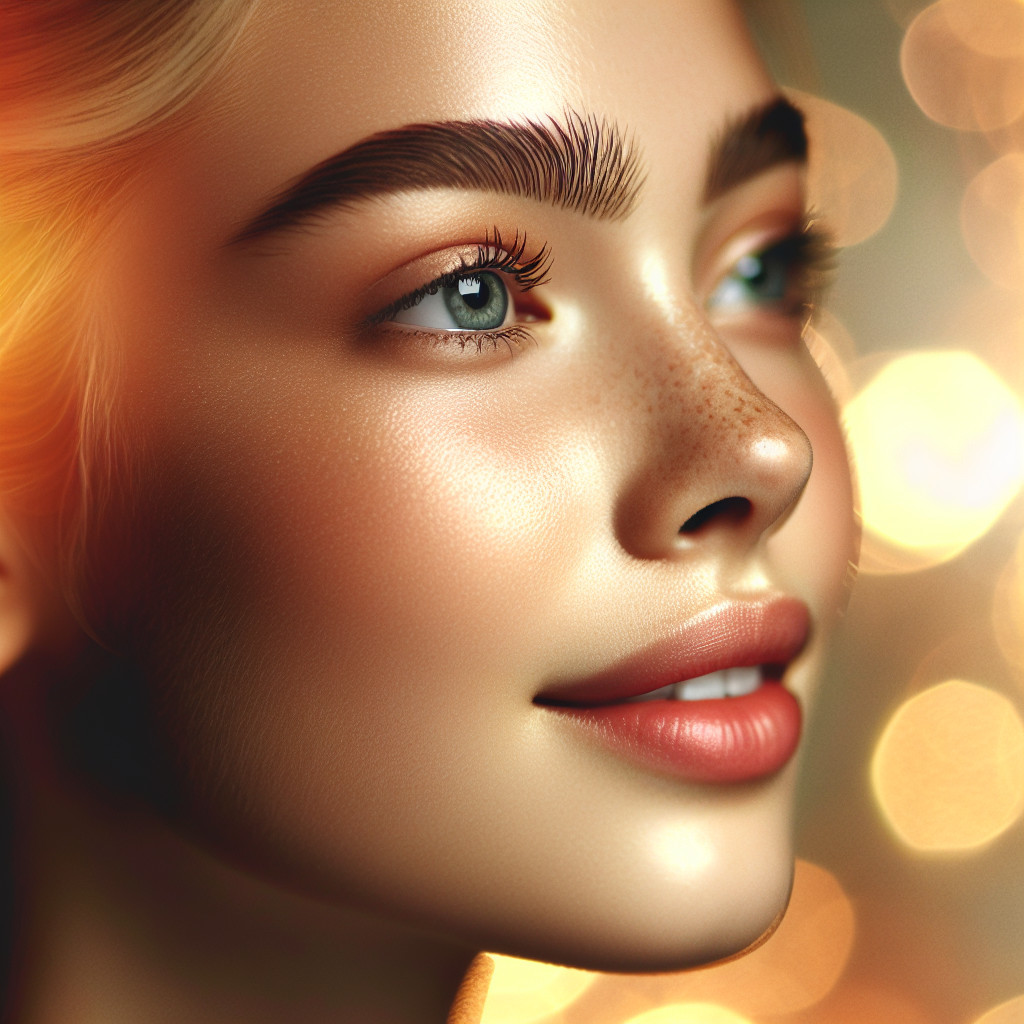 Close-up Portrait of a Young Woman with Blue Eyes