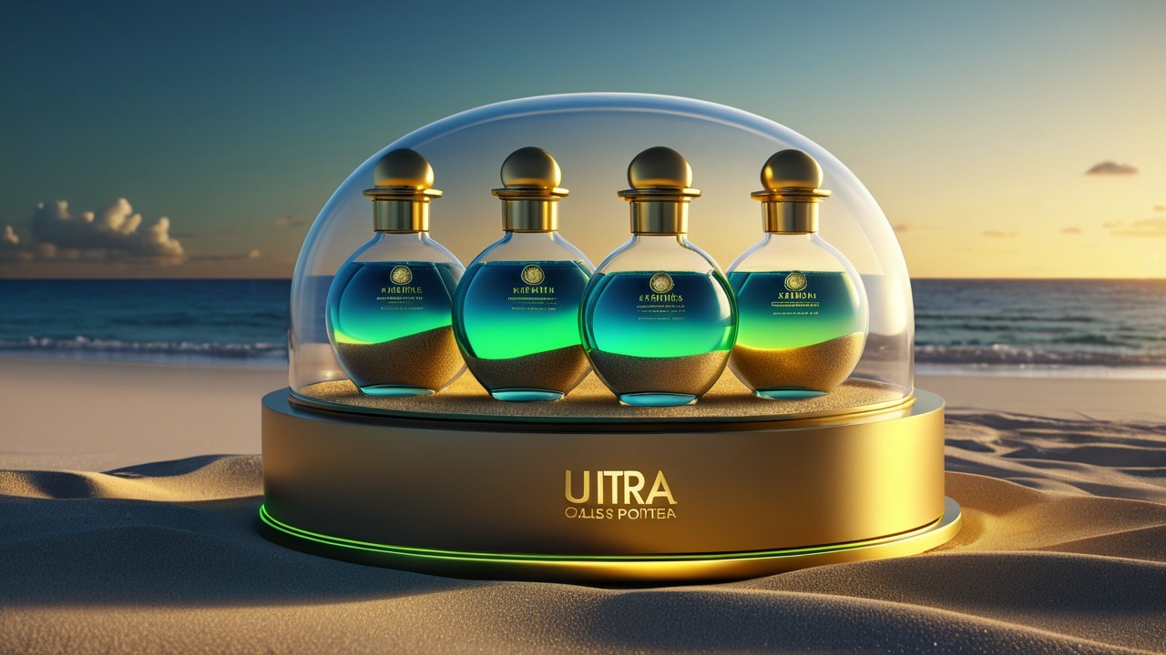 Elegant Perfume Bottles Under Glass Dome Display