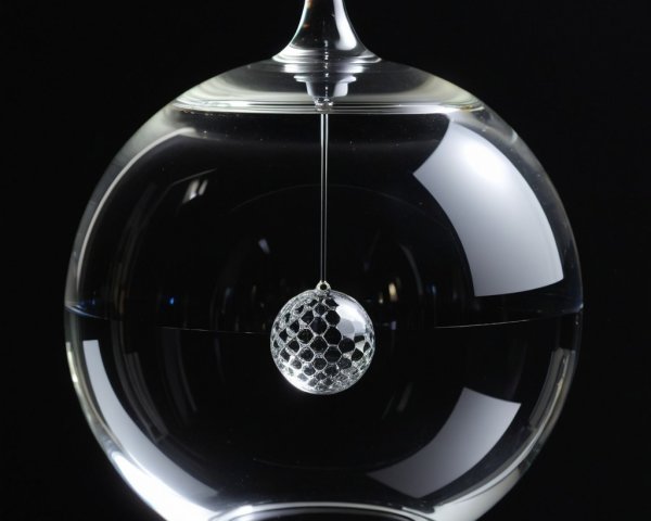 Spherical Glass Orb with Water and Intricate Pattern
