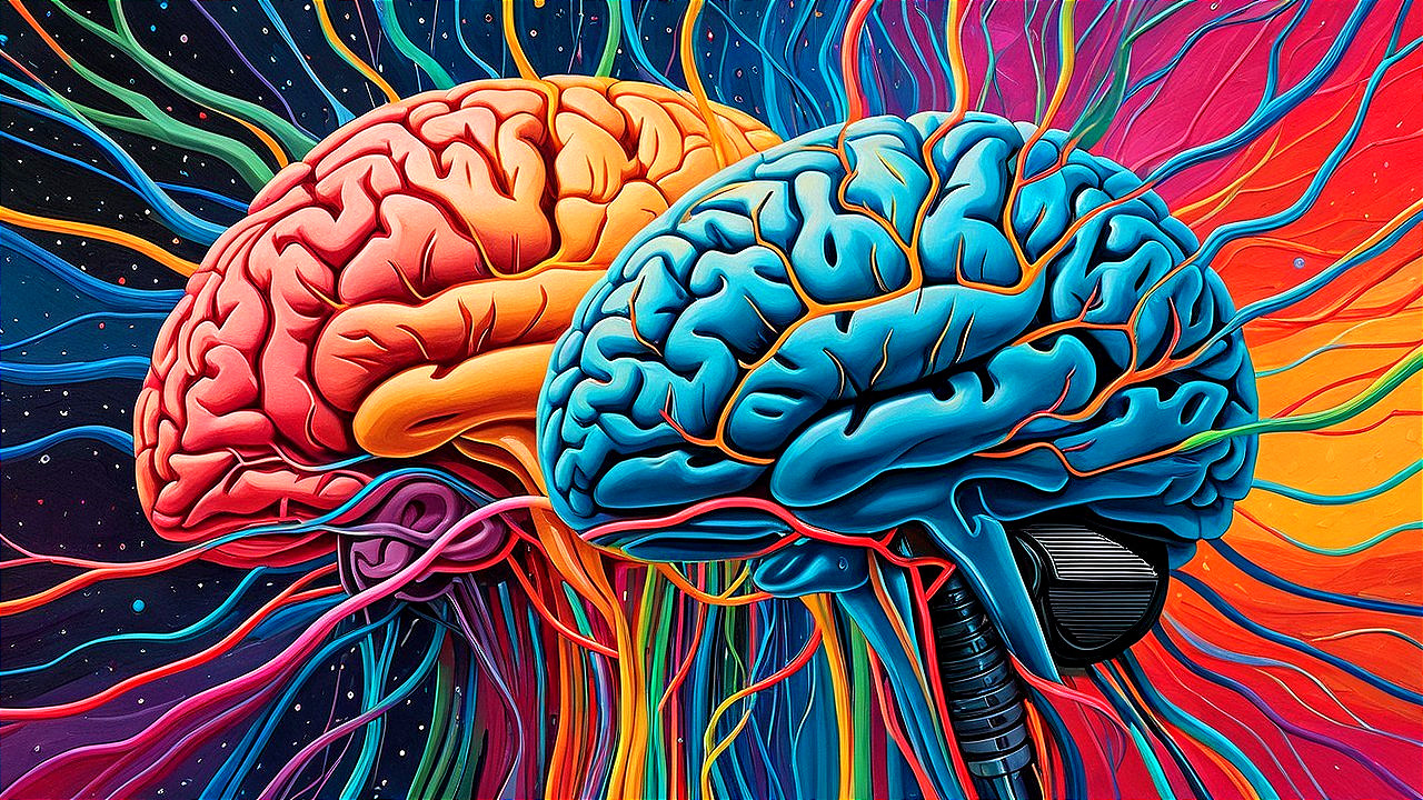 Vividly Colored Human Brains with Neural Pathways
