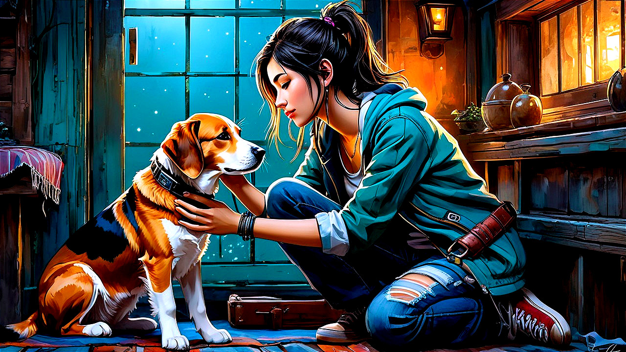 Cozy Room with Young Woman and Beagle Connection