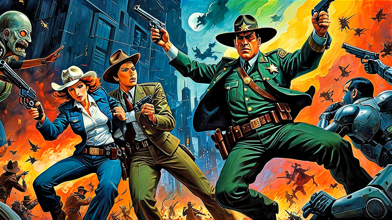 Law Officers Confront Threats in Chaotic Cityscape