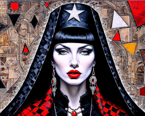 Striking Woman in Traditional and Modern Attire