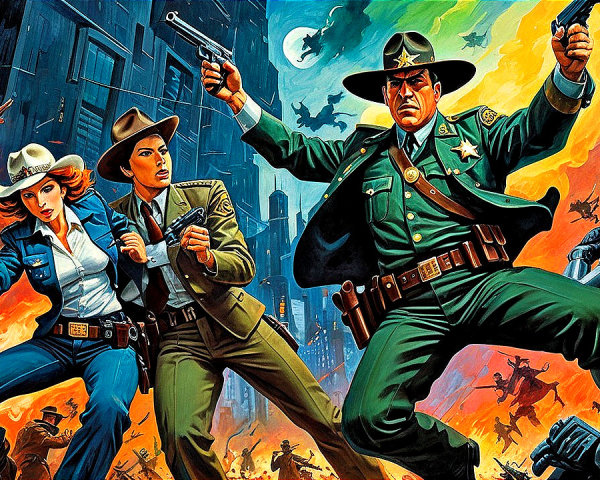 Law Officers Confront Threats in Chaotic Cityscape