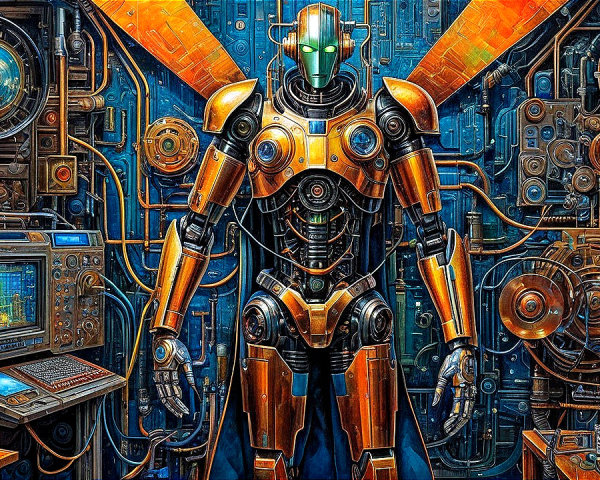 Futuristic Robot in High-Tech Industrial Setting