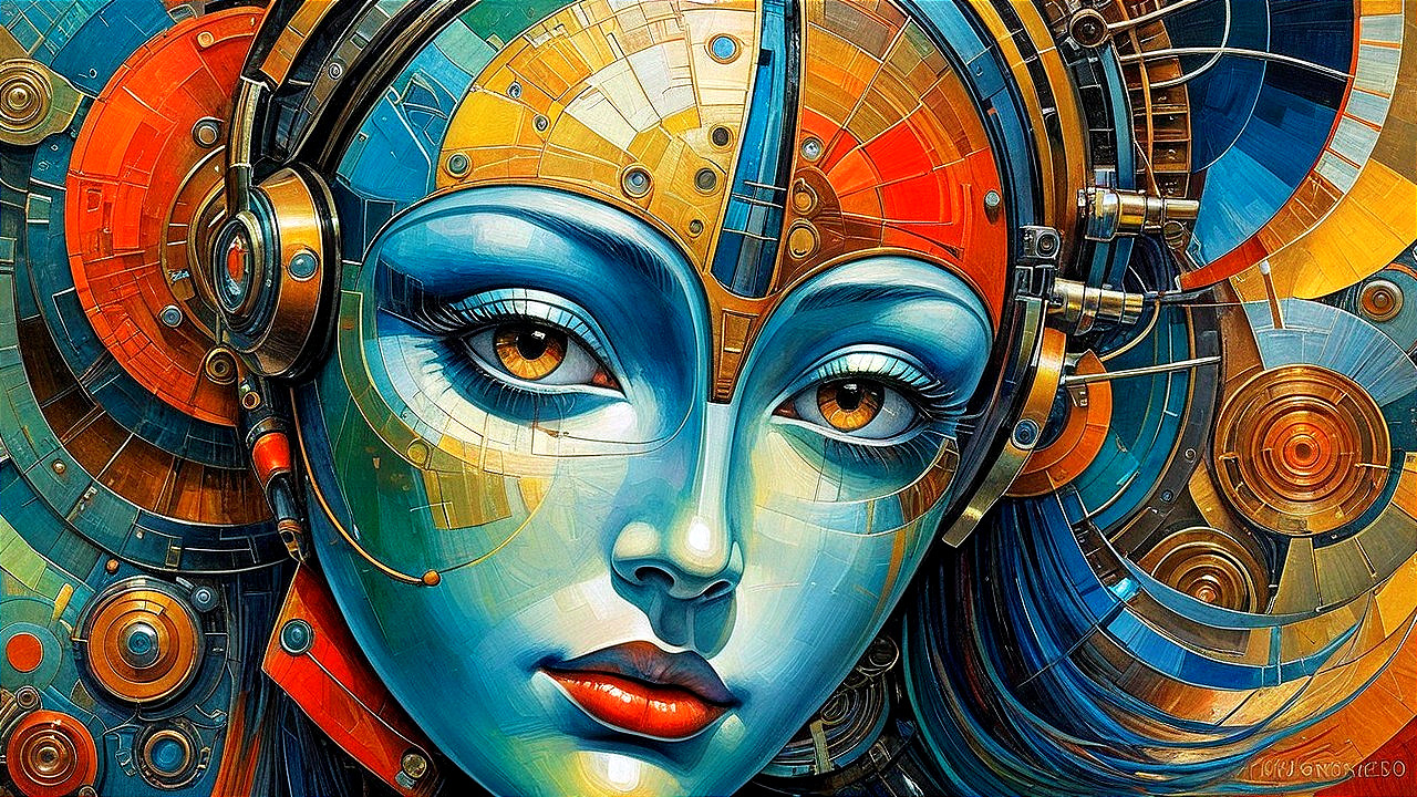 Futuristic Portrait of a Woman with Robotic Elements