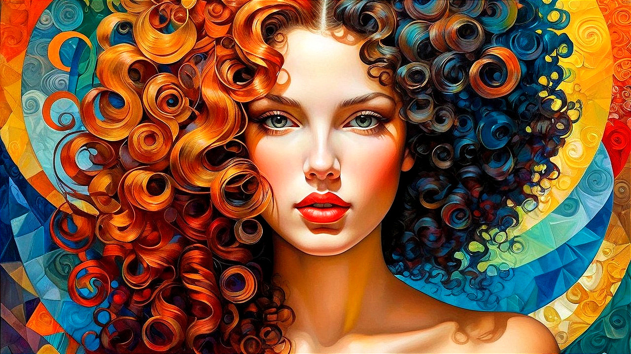 Portrait of a Young Woman with Vibrant Hair and Colors
