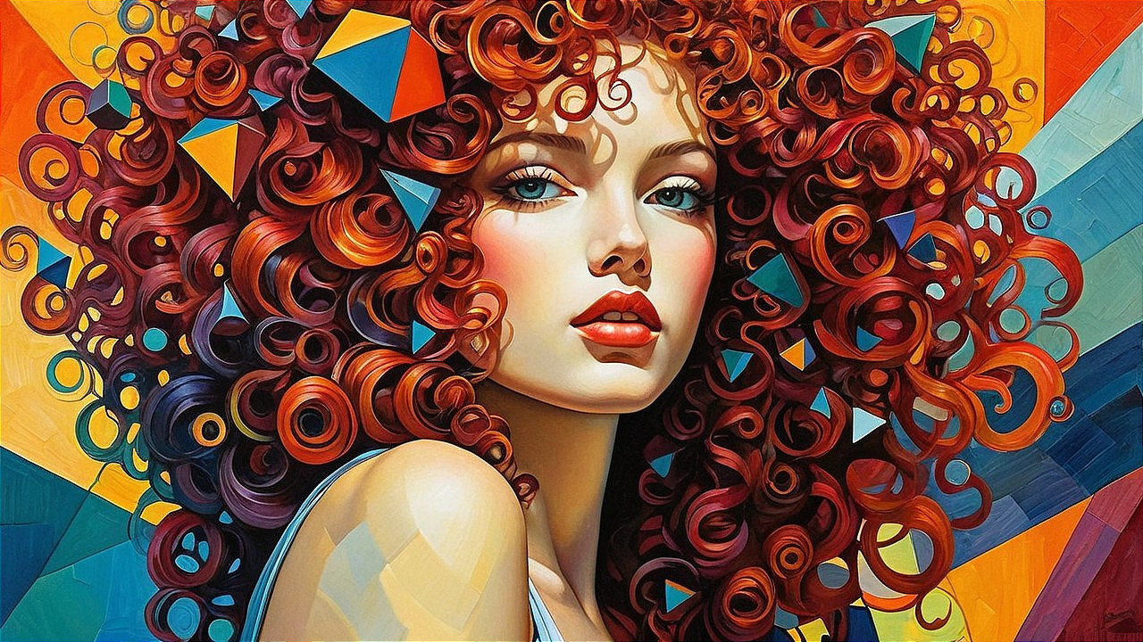 Surrealistic Digital Portrait of a Woman with Red Hair