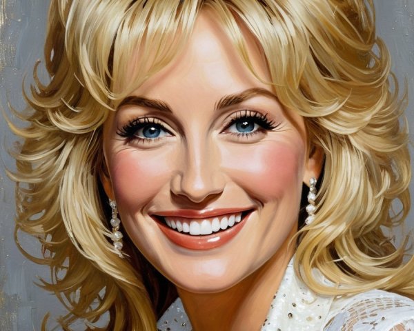 Cheerful woman with blonde hair and lace blouse