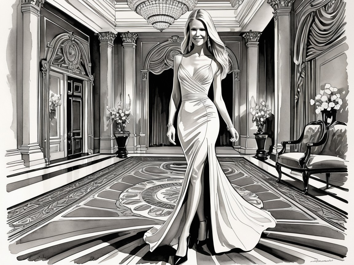 Glamorous Figure in Elegant Foyer Illustration