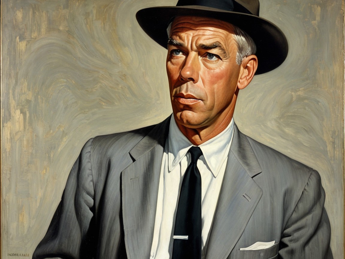 Well-Dressed Man in Gray Suit and Fedora