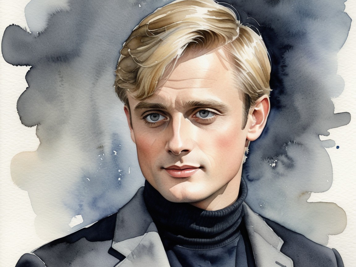 Portrait of a Young Man with Blue Eyes and Blonde Hair