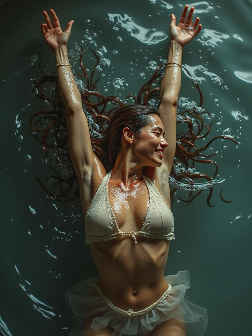Woman Floating in Water with Outstretched Arms