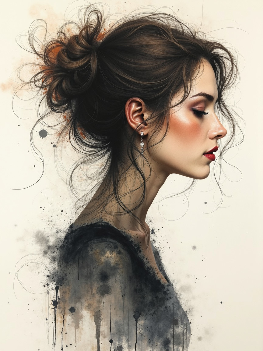 Profile Portrait of a Woman with Elegant Updo