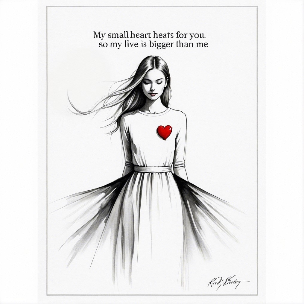 Minimalist Illustration of Woman with Heart Symbol