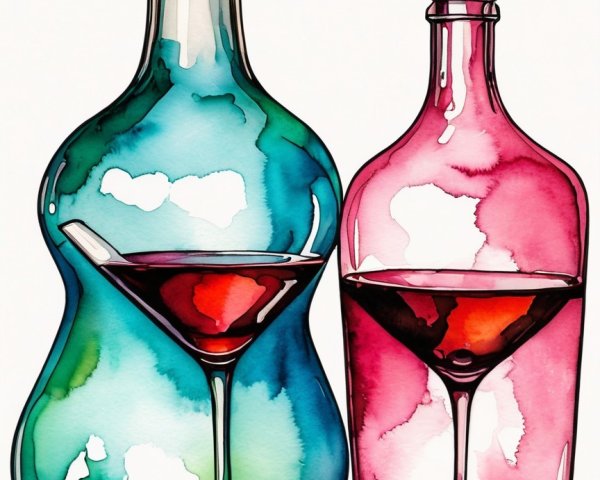 Elegant Glass Bottles with Colorful Beverages