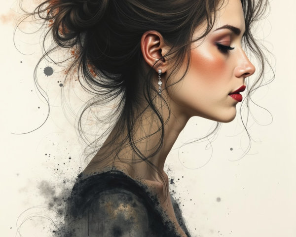 Profile Portrait of a Woman with Elegant Updo