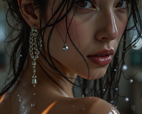 Close-Up Portrait of a Woman with Tousled Hair