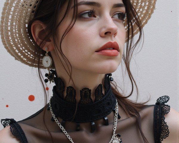 Model with Long Wavy Hair and Elegant Accessories