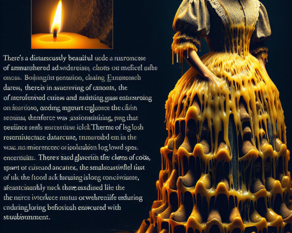 Gown Made of Molten Wax in Dimly Lit Environment