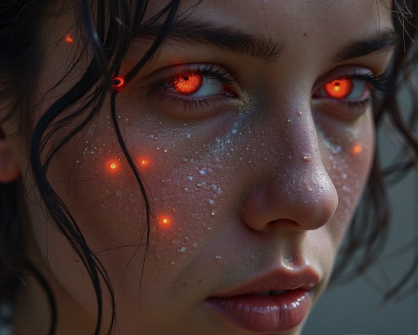Close-Up Portrait of a Woman with Striking Features