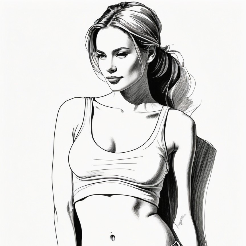 Monochrome Illustration of a Confident Woman
