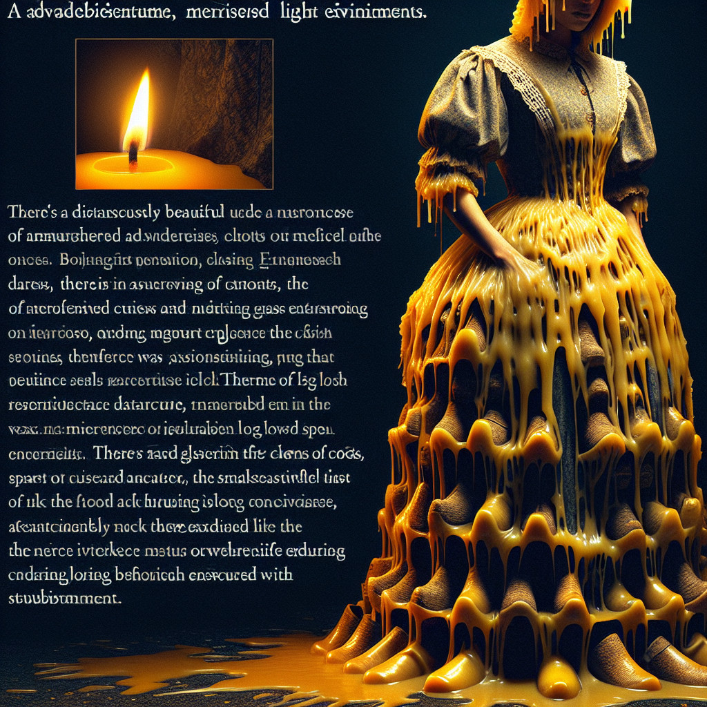 Gown Made of Molten Wax in Dimly Lit Environment