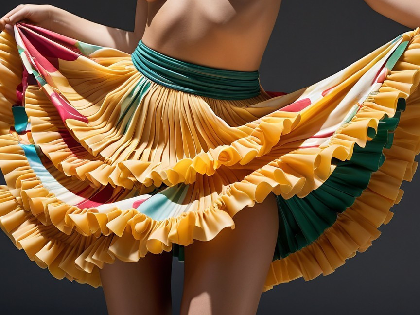 Vibrant Pleated Skirt with Bold Colors and Patterns